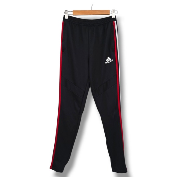 Adidas‎ Youth Soccer Training Pants Black Red White Stripe Track Pants Size L - Picture 1 of 9